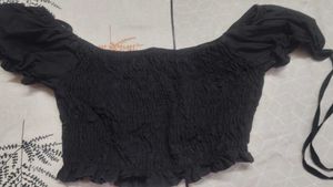 Black coquette crop top
