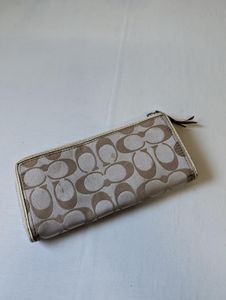 Authentic Coach Signature Canvas Zip-Around Wallet