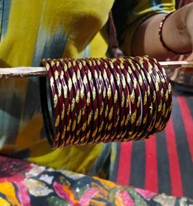 Maroon & Gold Bangles Set