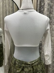Ribbed Tie-Front Cropped Top