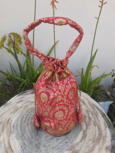 Red & Gold Brocade Potli Bag
