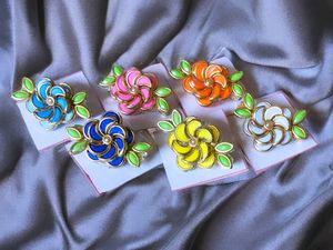 Floral Enamel Brooch Pins (Set of Six)