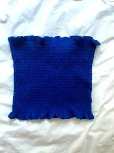 Blue Smocked Tube Top