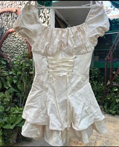 Chic Corset Dress with Puff Sleeves