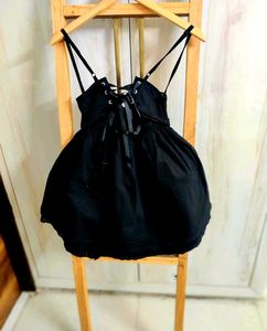 Chic Black Lace-Up Mini Dress size-24