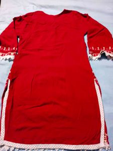 Elegant Red Embroidered Kurta