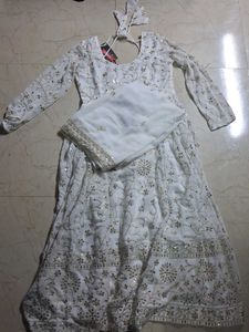 white anarkali suit 34 size