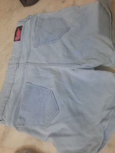 light blue denim shorts