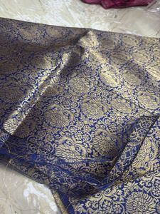 Blue &amp; Gold Brocade Fabric