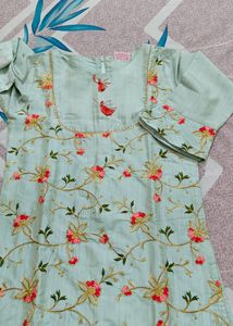 Elegant Mint Green Embroidered Kurti