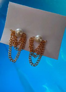 Pearl &amp; Chain Drop Earrings