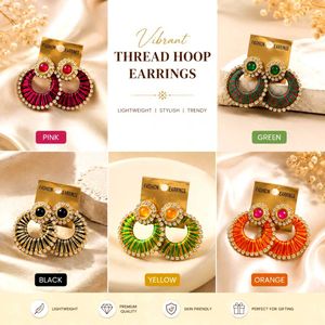 trendy thread hoop earrings combo pack 5