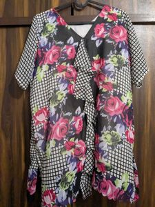 Floral Print Black Top