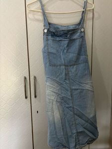 Light Wash Denim Pinafore Dress