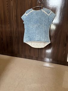Denim &amp; Lace Top