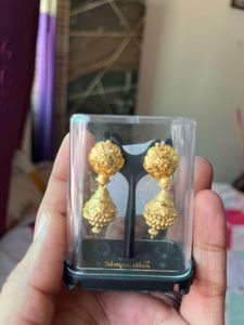 Exquisite Gold Jhumka Earrings