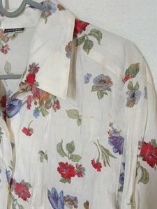 Vintage Floral Print Button-Up Shirt