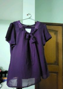 Purple Bow Tie Blouse