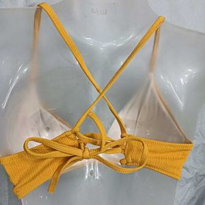 Yellow 😍Ribbed Bikini Top