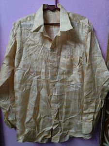 Men's Beige Plaid Long Sleeve Shirt