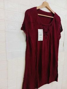 Maroon Crochet Detail Top