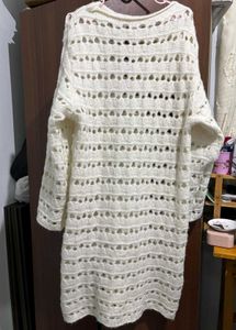 Cream knit sweater dress