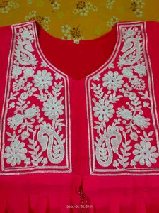 Pink Embroidered Kurta