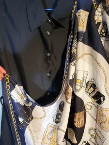Unique Scarf-Accented Black Dress in small size