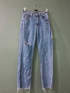 Distressed Blue Denim Jeans
