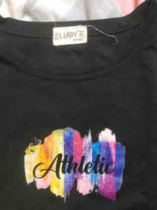 Black "Athletic" Graphic T-Shirt
