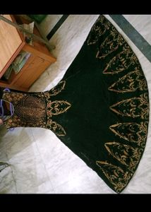 Designer Gown 🔥❤️ Green Velvet mehendi dress