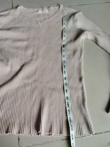 Ribbed V-Neck Long Sleeve koreanTop
