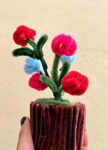 Cute Pipe Cleaner Flower Pot Decor💕