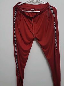 Red Track Pants with Side Tape
