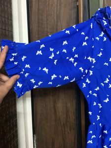 Butterfly Prin Blue Dress