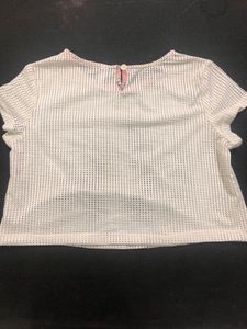 Lee Cooper White Crochet Mesh Top | Size 12