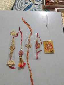 Set of 4 Rakhi Bracelets with Tilak