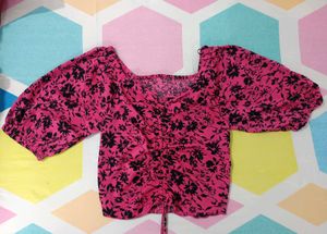 Flowy Floral Print Ruched Top