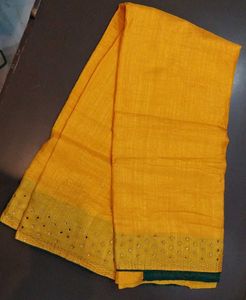 Elegant Yellow Saree with Embellished Border