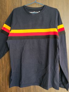 Men Navy Blue Solid Round Neck Pure Cotton T-shirt