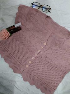 Charming Pink Knitted Cardigan