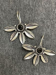 Oxidised Half Petals Hook Earring