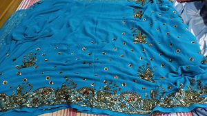 Stunning Blue Embellished Saree