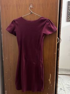 maroon body con dress