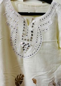 Designer Kurta with Mirror Work &amp; Tropical Print