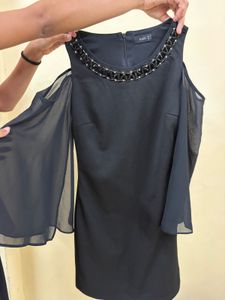 Elegant Cold Shoulder Embellished Dress