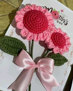 Handmade Crochet Flower Card