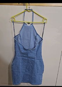 Denim Halter Neck Mini Dress