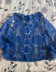 Boho Blue Crochet Vest