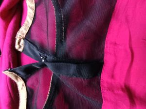 Libas Pink &amp; Black Sheer Sleeve Kurta